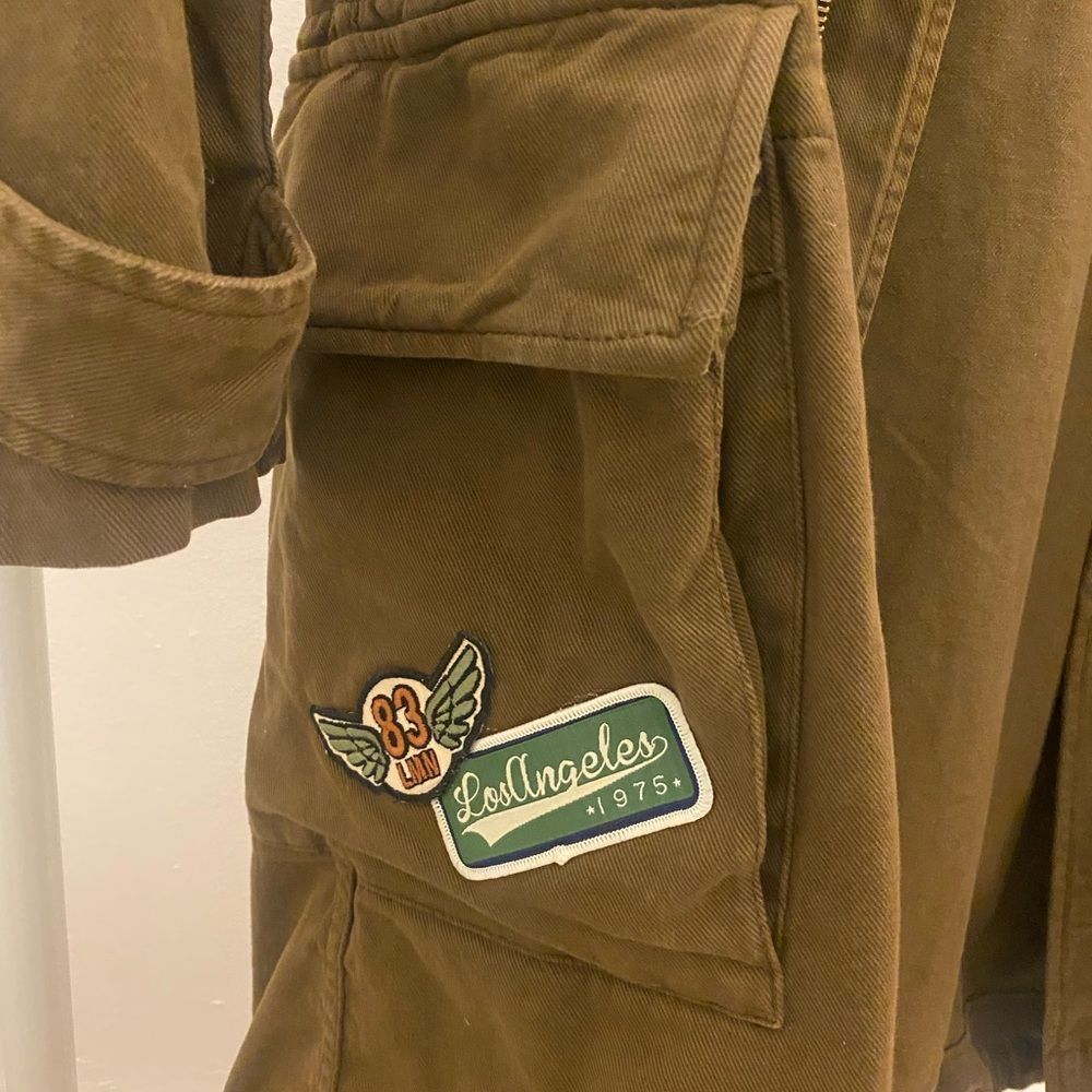 Zara Basic Denim Patch Utility Jacket Midi Zip Up… - image 8